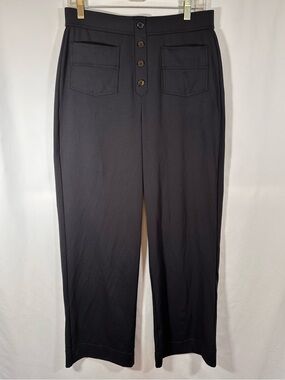 Halara DayStretch High Waisted Button Straight Leg Casual Work Pants Black Sz L